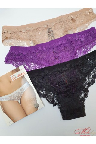 Женские кружевные трусики-бразилиана La Vivas 10128